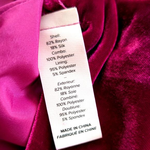 Cinq à Sept Theo Velvet Puff Sleeve Wrap Top Fuschia Sz S Silk Rayon Blend NWT - Picture 11 of 11
